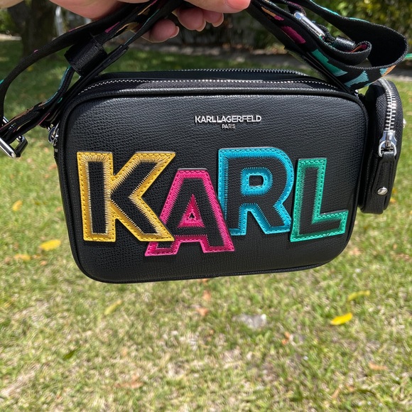 Karl Lagerfeld Black Crossbody Bag with Multicolor Letters - Picture 6 of 16